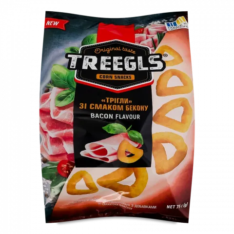Кукурудзяні снеки Treegls 75 г з беконом