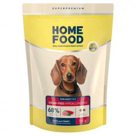 Корм д/собак Home Food 700 г качка індичка (мал. пород)