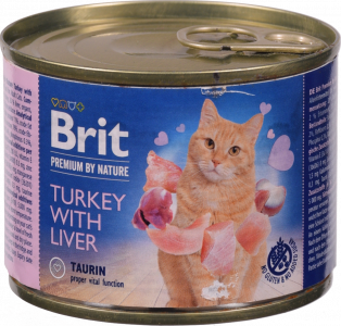 Корм д/котів Brit Premium 200 г з/б індичка з печінкою