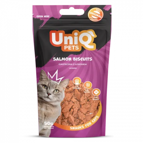 Ласощі д/котів UNIQ PETS 50г печиво з лососем И155(Польща)