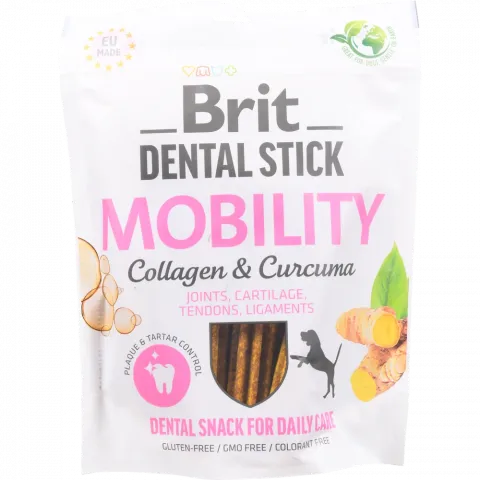 Ласощі д/собак Brit Dental Stick 251 г Mobility д/суглобів з куркумою та колагеном