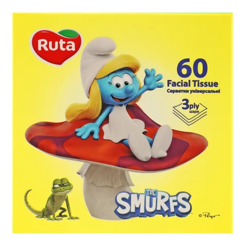 Серветки в кор. Рута 60 шт. Kids косметичні білі 3 шар.