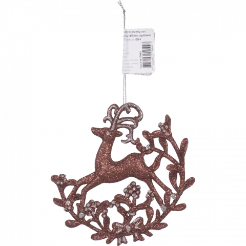 Підвіска на ялинку пласт Олень 5 Блиск оздоблений 13х13 см 1504-4