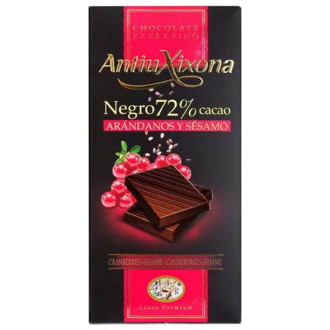 Шок Antiu Xixona 100 г чорн. з журавлиною на кунжутом 72