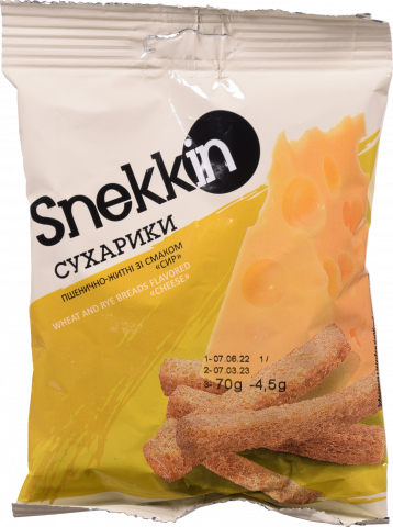 Сухарі Snekkin пшенично-житні 70 г зі смаком сиру