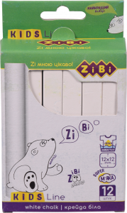 Крейда біла ZiBi 12 шт. Kids Line квадратна карт. коробка ZB.6703-12