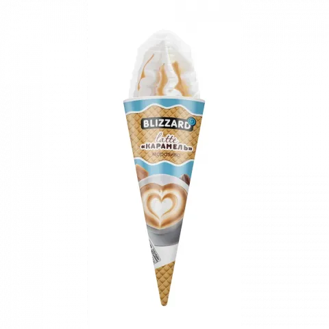 Морозиво Blizzard 140 г ріжок Лате-карамель з молоч. глаз.