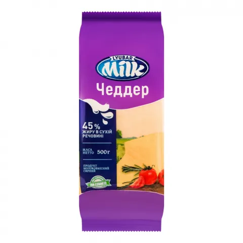 Продукт молоковмісний Любар Мілк 500 г Чедер 45