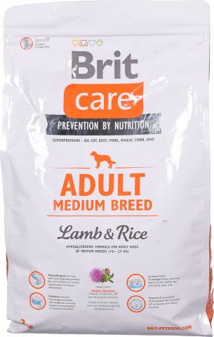 Корм дсобак Brit Care Adult Medium Breed Lamb and Rice 3 кг дсередніх порід собак 132710