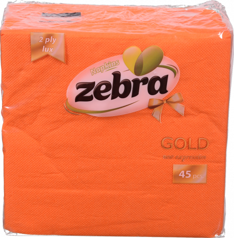 Серветки Zebra Gold двошарові 45 шт. помаранчеві И206 (Болгарія)