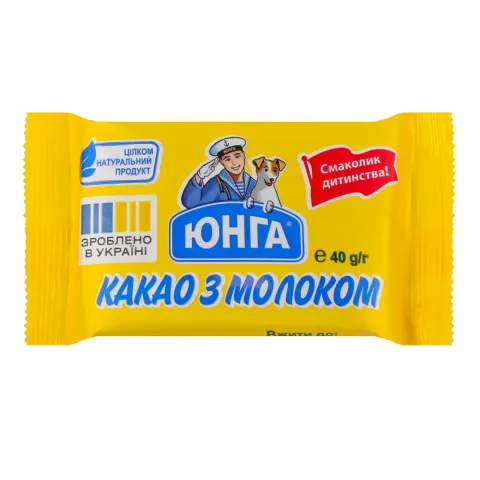 Какао з молоком Юнга 40 г брик.