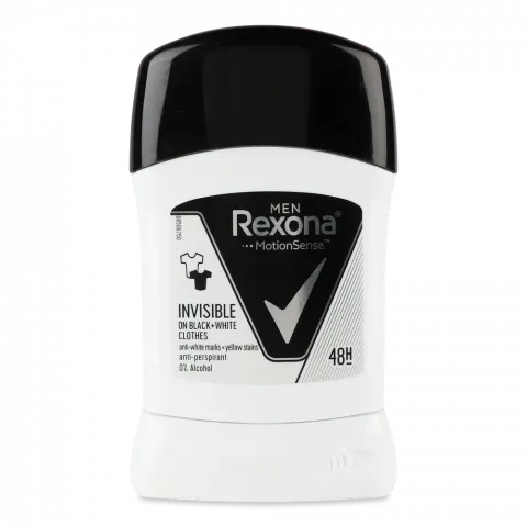 Дезодор Rexona 50 мл стік д/чол. Невидимий на чорному і білому