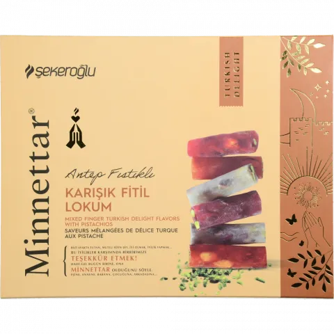 Лукум MINNETTAR 300 г ролл фрукт. асорті з фісташ. (Туреччина) И172