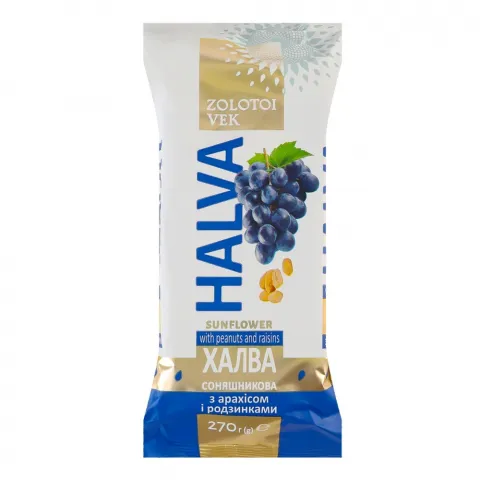Халва Zolotoi Vek 270 г з арахісом та родзинками