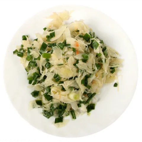 Салат з капусти квашеної та зеленої цибулі ваг. Кулінар.