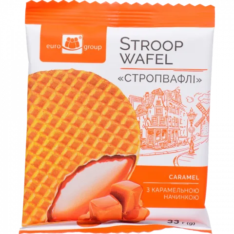 Вафлі Єврогруп 33 г з карамельною начинкою