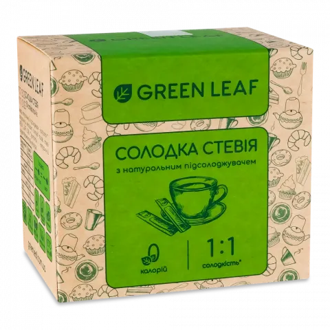 Стевія Green Leaf 50х4 г стік Солодка 1:1