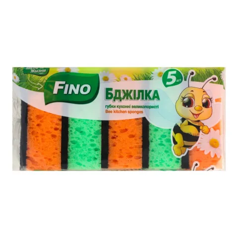 Губки кух. МЖ/FINO Бджілки 5+1шт великопористі 1288/7265