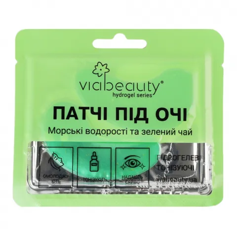 Патчі п/очі VIA BEAUTY Гідрогел. тонізуючі морські водор. та зелен. чай