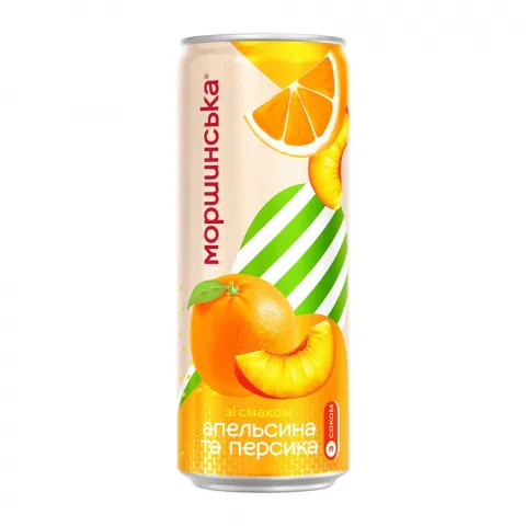 Лимонада Моршинська 0,33 л з/б сл./газ. Апельсин-Персик