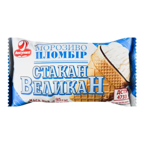 Морозиво Ласунка 85 г ваф. стак. Великан пломбір