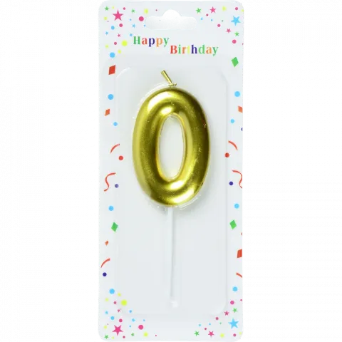 Свічка для торту Цифра 0`, металік арт. 6961-11 И742`