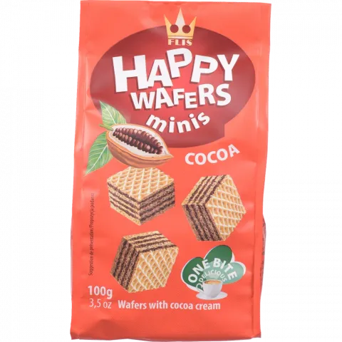 Вафлі FLIS 100 г Happy Wafers з нач. какао (Польща) И469