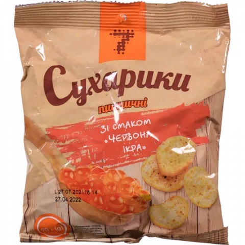 Сухарі 7` пшеничні 90 г зі смаком червоної ікри`