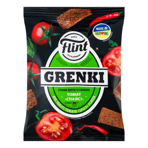 Грінки Флінт житні 100 г зі смак. томату Спайсі