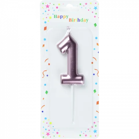 Свічка для торту Цифра 1`, металік арт. 6961-11 И759`