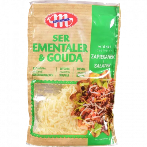 Сир Mlekovita тертий 100 г Ементалер+Гауда (Польща)