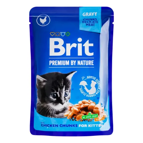 Корм д/кошенят Brit Premium Cat pouch 100 г пак. Курка 100274