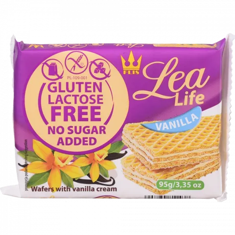 Вафлі FLIS 95 г LEA без цукру /без глютену/ без лактози нач. ваніль (Польща) И438