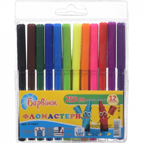 Фломастери 12 кольор. Барв 5-102/1 Фауна 29533099