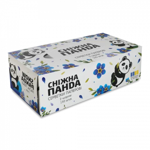 Серветки в кор. Сніжна Панда 150 шт. біла косметична