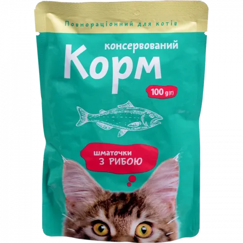 Корм д/котів Українська зірка 100 г пак. з рибою