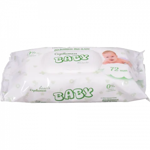 Серветки вологі дит. BABY 72 шт. з клапаном