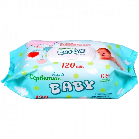 Серветки вологі дит. BABY 120 шт. з клапаном