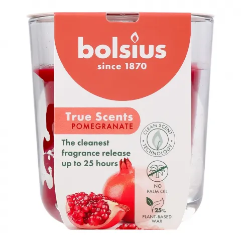 Свіча Bolsius в скл. аром 80/73 True scents гранат 25 год., арт. 101924930315