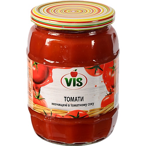 Томати Vis 670г неочищені у томатному со