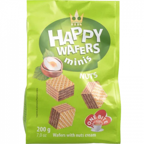 Вафлі FLIS 200 г Happy Wafers з нач. ліс. горіх (Польща) И964