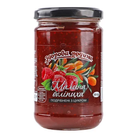Конс Малина з обліпихою Здорова родина 350 г скл. перетерта з цукром