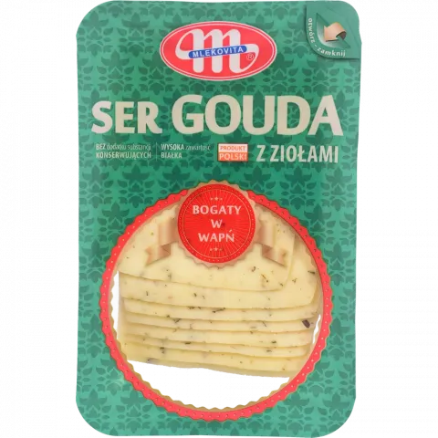 Сир Mlekovita Гауда з травами 150 г нар. (Польща)