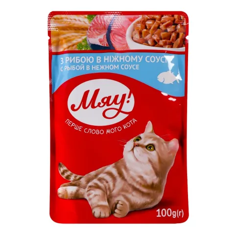 Корм д/котів Мяу! 85/100 г пак. Рибне асорті в ніжн. соусі