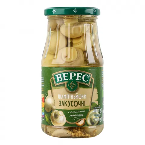Гриби Верес Печериці 425/460 г скл. Закусочні