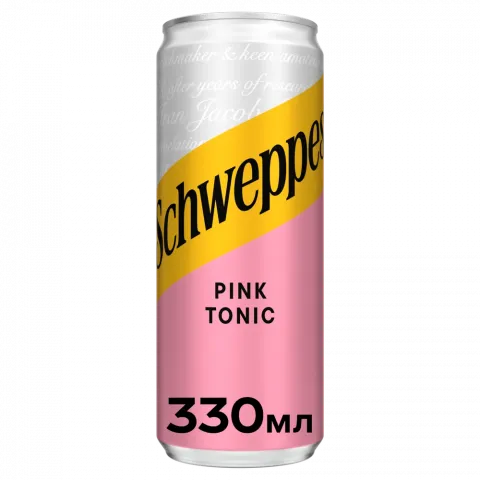 Напій б/алк. Schweppes 0,33 л з/б Pink Tonic