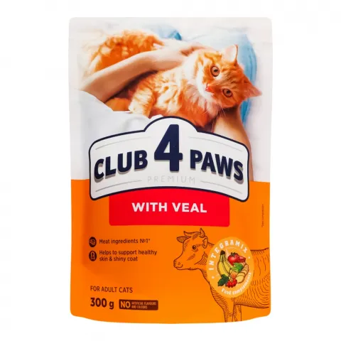Корм д/котів Клуб 4 лапи 300 г пак. Premium Телятина