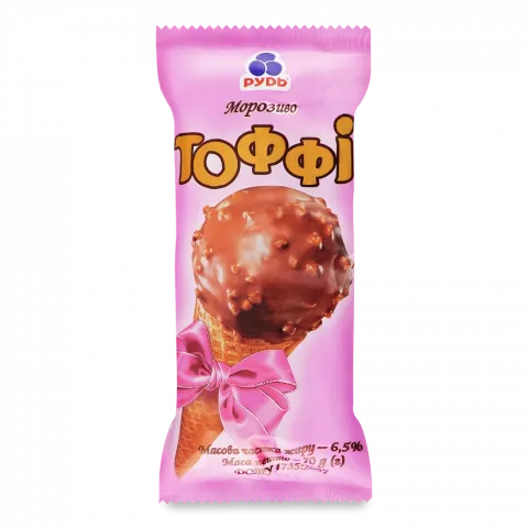 Морозиво Рудь 70 г ріжок Тоффі