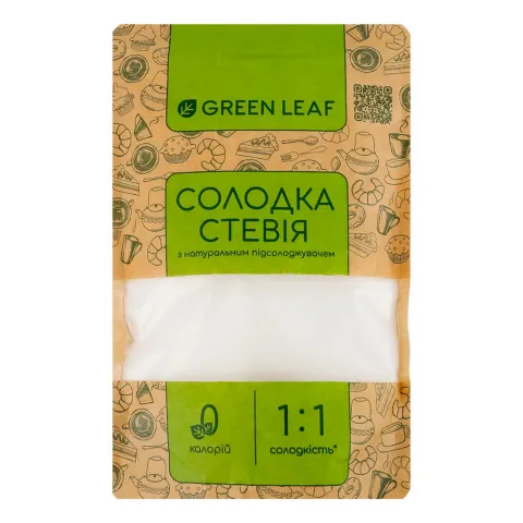Замінник цукру Green Leaf 250 г Солодка Стевія 1:1