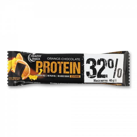 Батончик протеїновий Healthy Snack 40 г Шоколад-Апельсин у шокол. глазур.